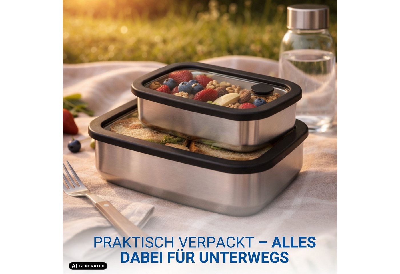 elasto Lunchbox Auslaufsichere & langlebige Lunchbox 1200 ml aus Edelstahl – Bild 5 von 5