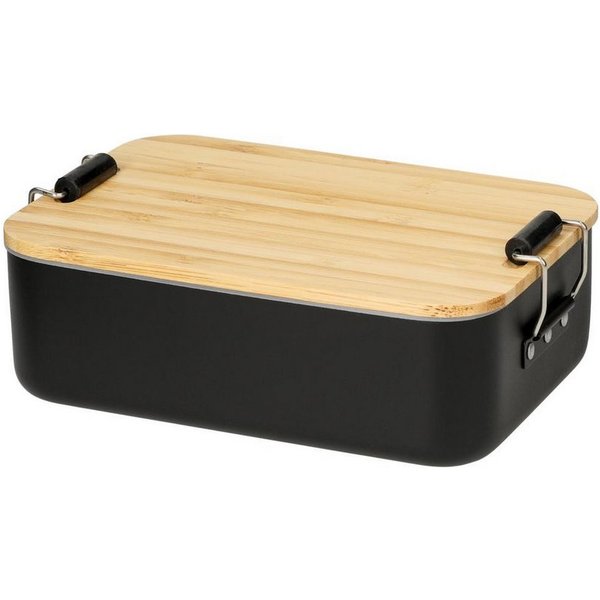 elasto Lunchbox Lunchbox mit Holzdeckel - Brotdose aus Aluminium