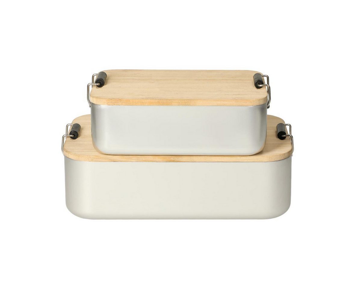 elasto Lunchbox Lunchbox mit Holzdeckel - Brotdose aus Aluminium – Bild 3 von 5
