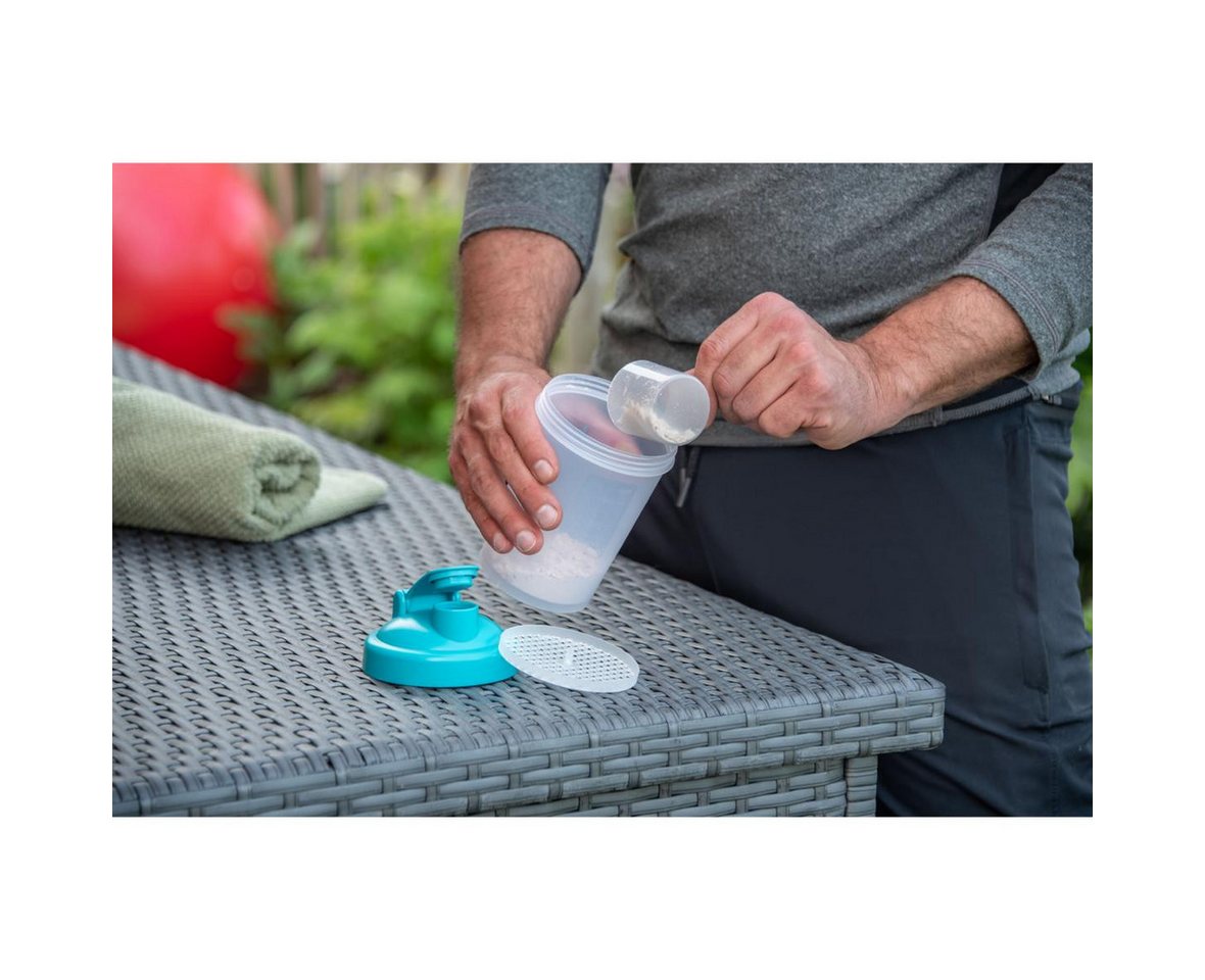 elasto Protein Shaker PROTEIN Fitness-Shaker 400 ml mit herausnehmbarem Sieb, Shaker für Eiweiß- & Sportgetränke, auslaufsicher, einfache Reinigung – Bild 5 von 5