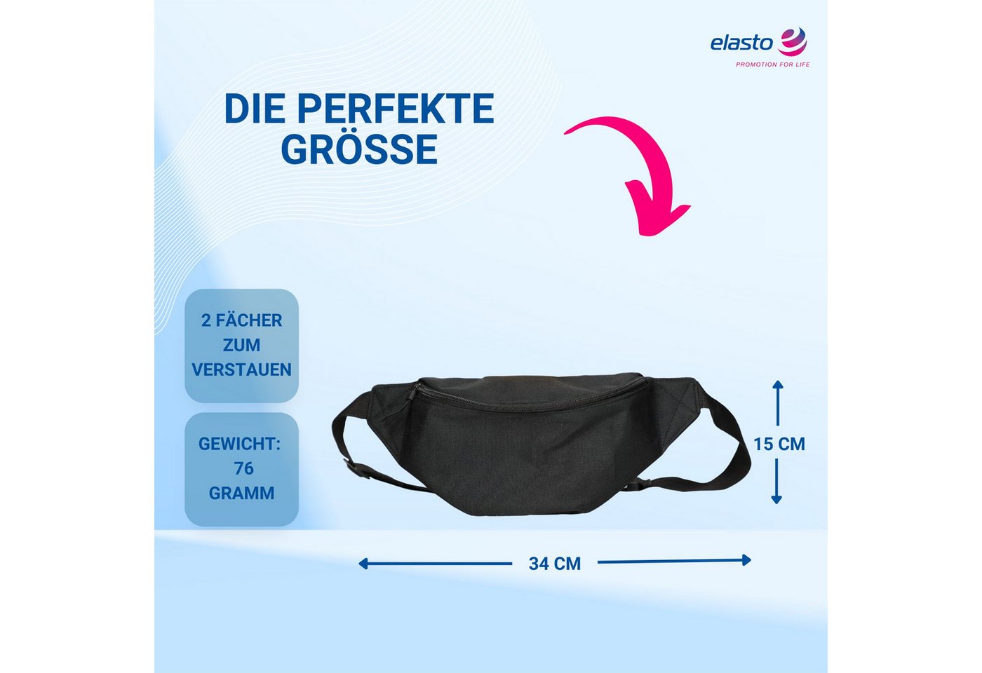 elasto Tragetasche Bauchtasche EXPLORER aus recyceltem Material - Gürteltasche Unisex – Bild 3 von 5