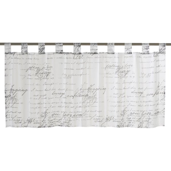 ELBERSDRUCKE Scheibengardine Bistrogardine mit Schlaufen Loveletter weiß-schwarz 48 x 140 cm (1 St), Schlaufen, halbtransparent, Polyester, modern, Text, Sichts