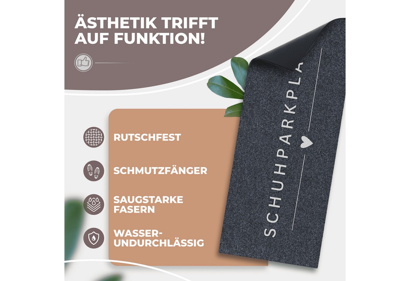 ElbFuchs Fußmatte Schuhparkplatz, Waschbare & Rutschfeste Indoor-Schuhmatte, Rechteckig, Schmutzfangmatte für Flur & Eingang – Bild 3 von 5