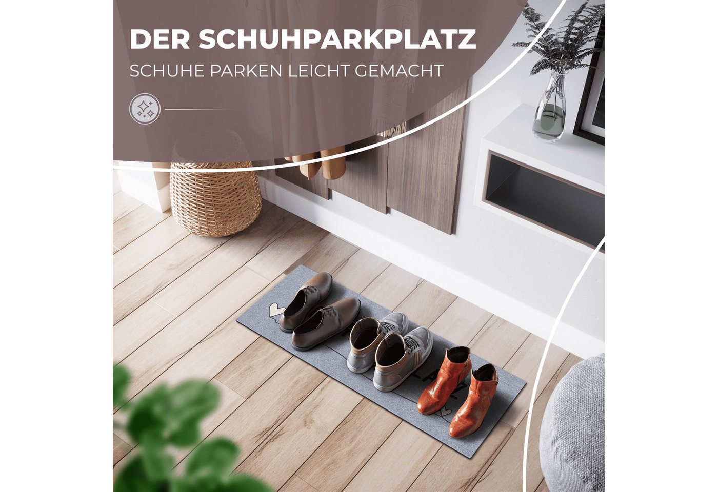 ElbFuchs Fußmatte Schuhparkplatz, Waschbare & Rutschfeste Indoor-Schuhmatte, Rechteckig, Schmutzfangmatte für Flur & Eingang – Bild 2 von 5