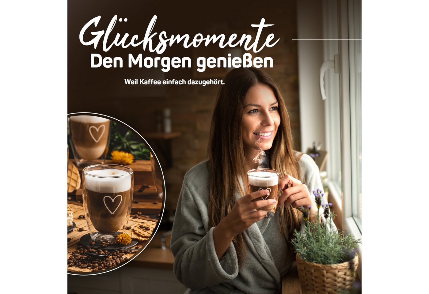 ElbFuchs Latte-Macchiato-Glas Paris, 350 ml, Borosilikatglas, 6-tlg., Borosilikatglas, Doppelwandiger Thermoeffekt – Bild 2 von 5