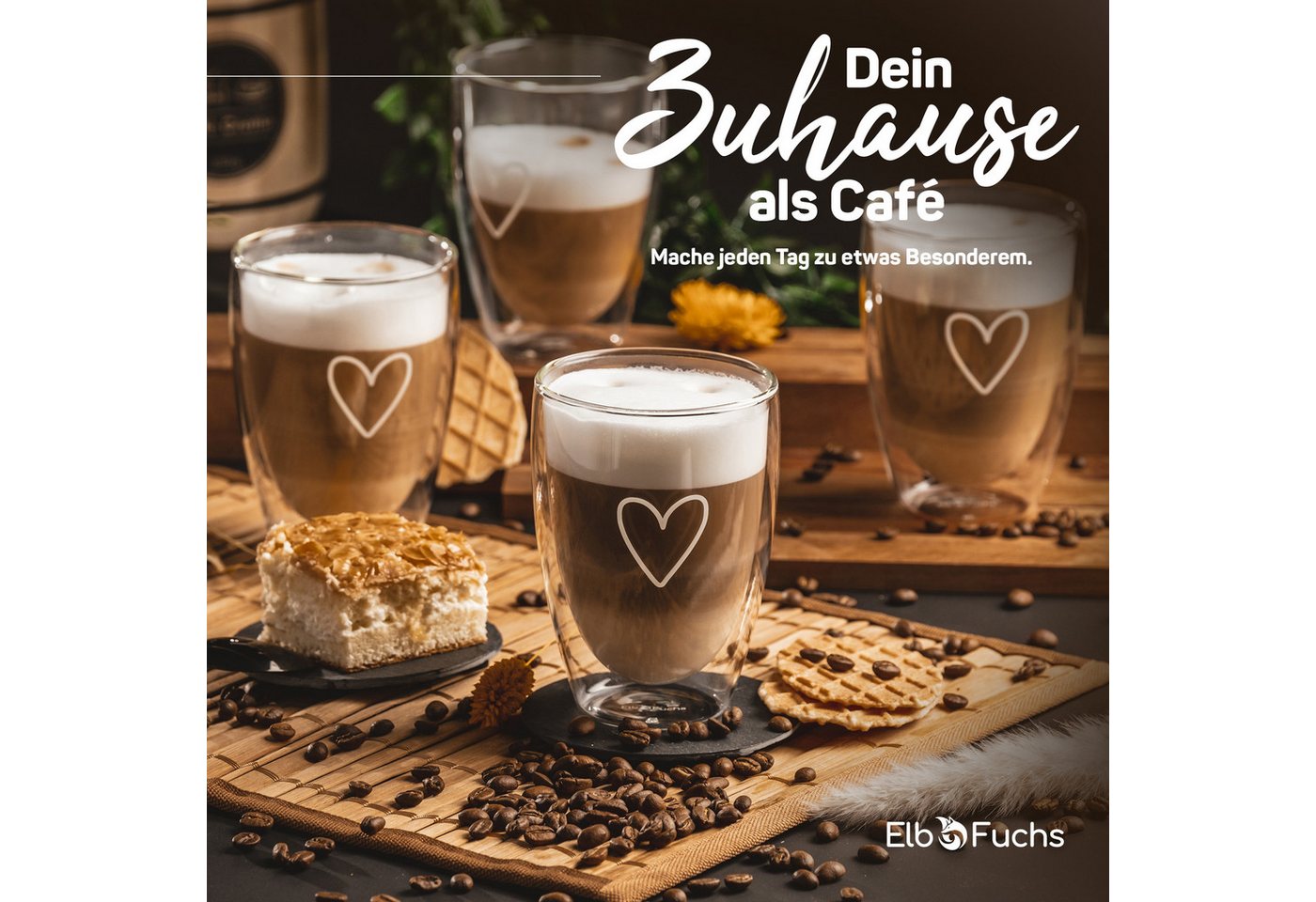 ElbFuchs Latte-Macchiato-Glas Paris, 350 ml, Borosilikatglas, 6-tlg., Borosilikatglas, Doppelwandiger Thermoeffekt – Bild 3 von 5