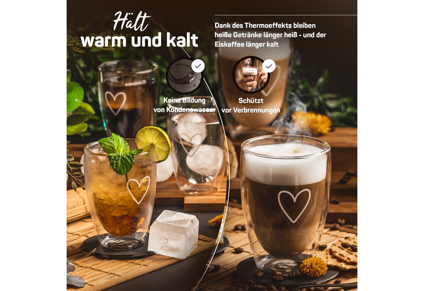 ElbFuchs Latte-Macchiato-Glas Paris, 350 ml, Borosilikatglas, 6-tlg., Borosilikatglas, Doppelwandiger Thermoeffekt – Bild 4 von 5
