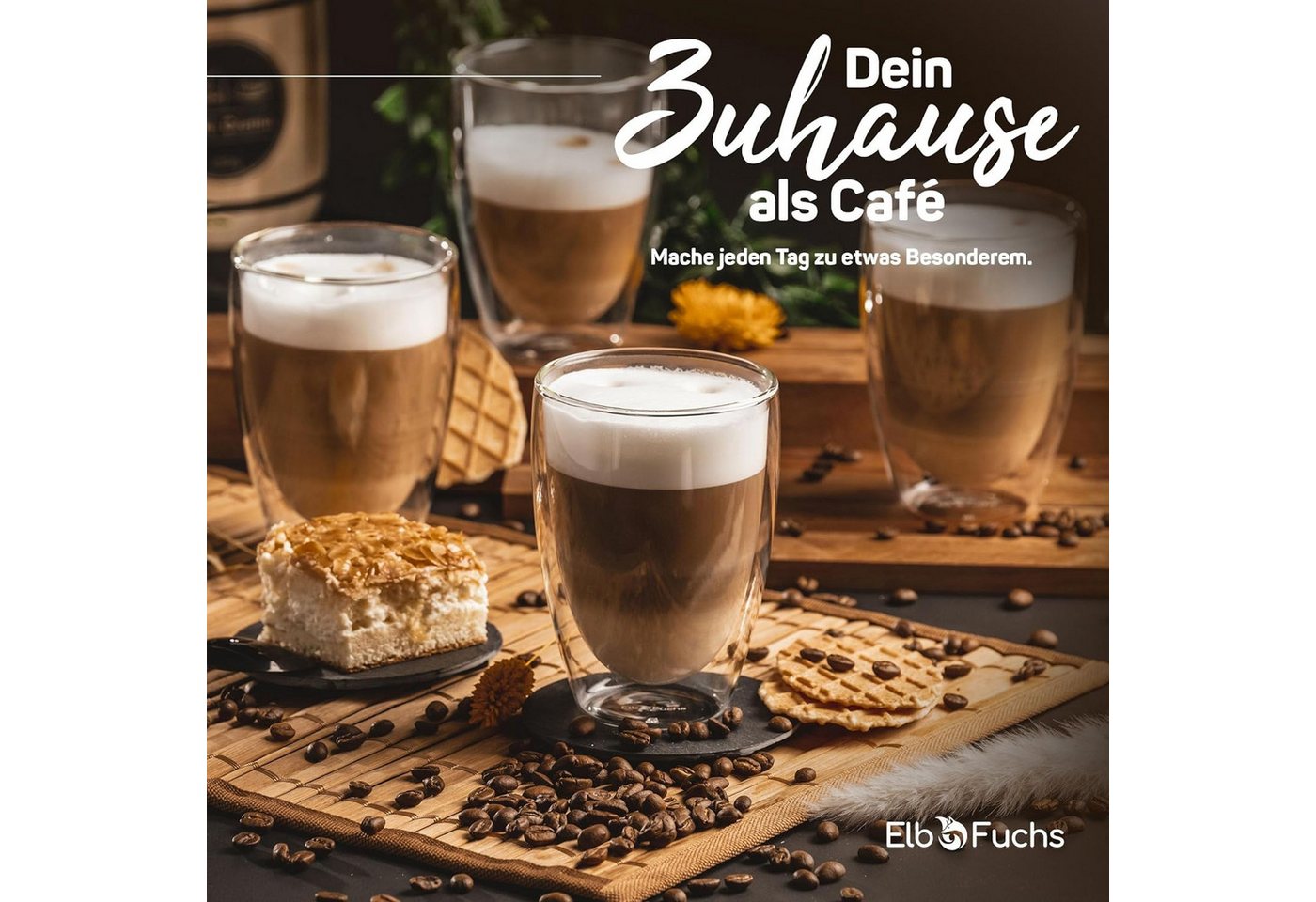 ElbFuchs Latte-Macchiato-Glas Vienna, 6-tlg., Borosilikatglas, Doppelwandiger Thermoeffekt – Bild 3 von 5