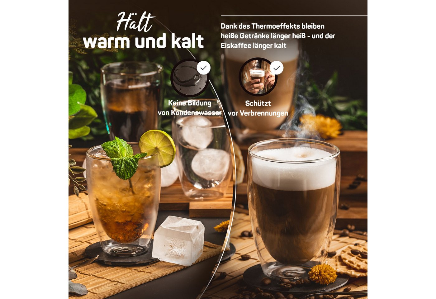 ElbFuchs Latte-Macchiato-Glas Vienna, 6-tlg., Borosilikatglas, Doppelwandiger Thermoeffekt – Bild 5 von 5