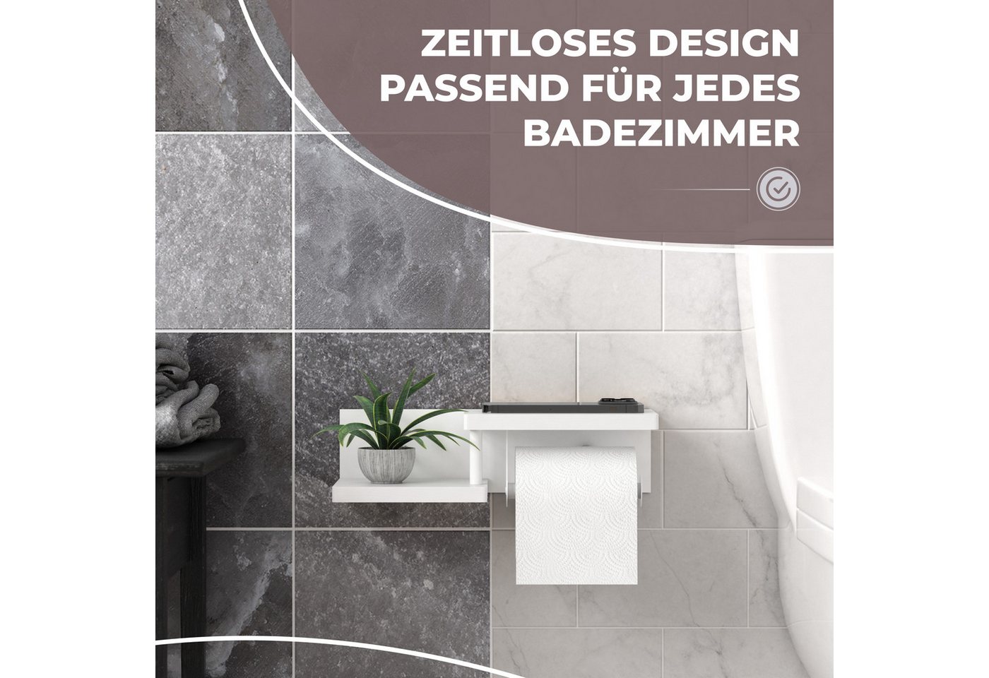 ElbFuchs Toilettenpapierhalter mit Ablage (Packung), doppelte Ablage, klebbar oder verschraubbar – Bild 5 von 5