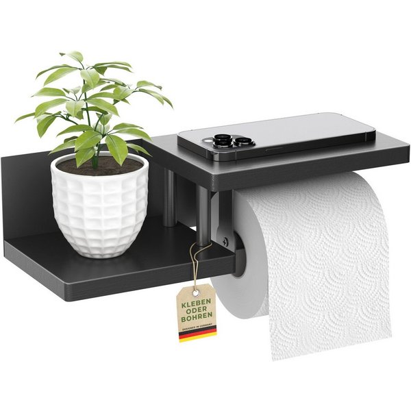 ElbFuchs Toilettenpapierhalter mit Ablage (Packung), doppelte Ablage, klebbar oder verschraubbar
