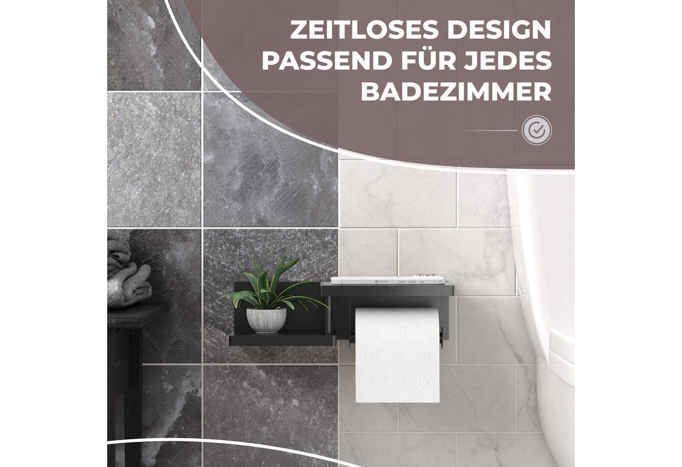 ElbFuchs Toilettenpapierhalter mit Ablage (Packung), doppelte Ablage, klebbar oder verschraubbar – Bild 5 von 5