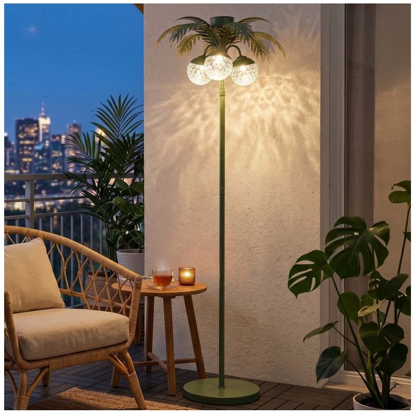 Elblight.de LED Gartenleuchte LED Solar Palme Stehleuchte mit Dämmerungssensor