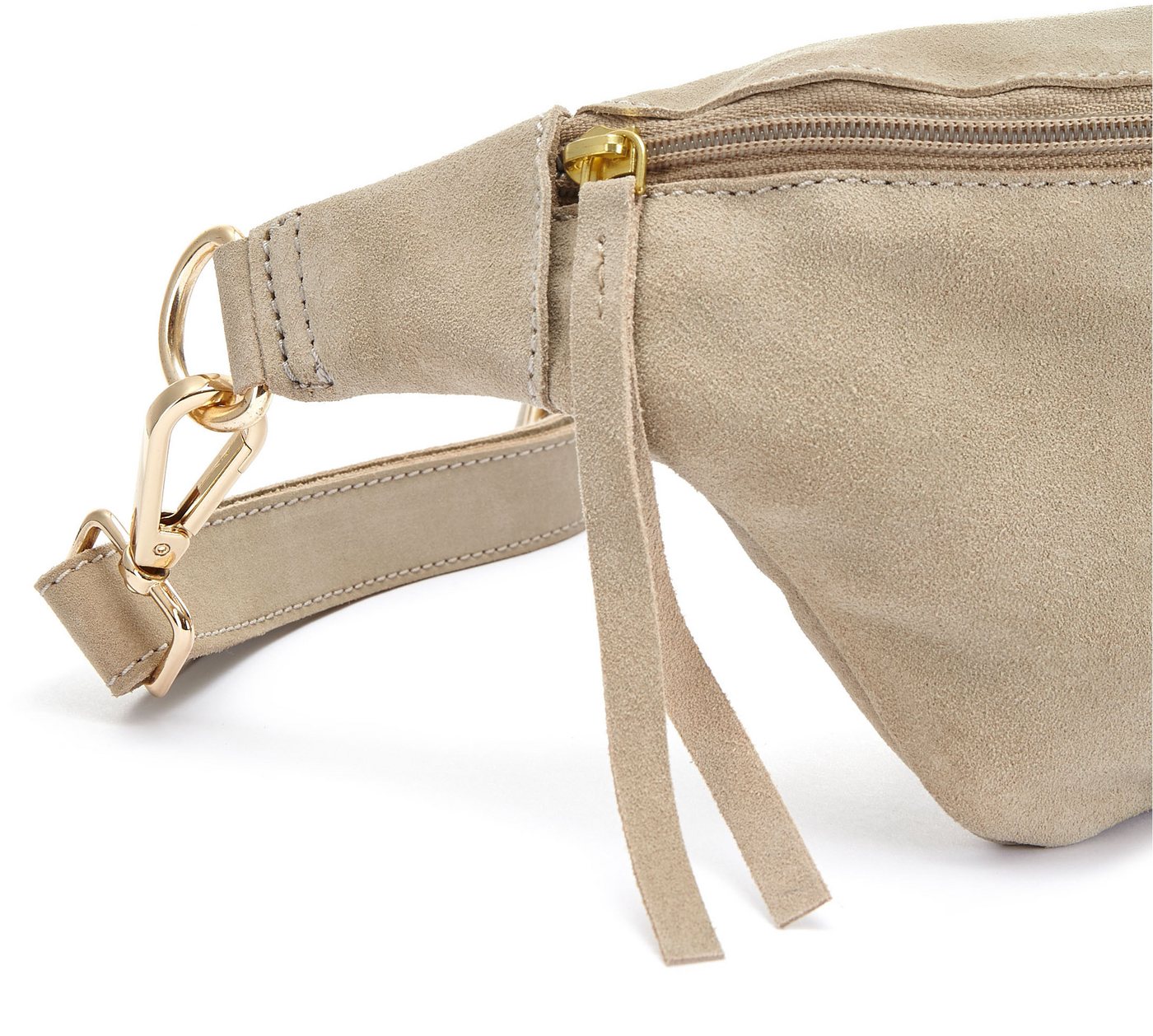 Elbsand Bauchtasche Umhängetasche, Ledertasche, Brusttasche, Crossbody Bag, Gürteltasche, Handtasche Damen zum Umhängen aus weichem Veloursleder – Bild 4 von 5