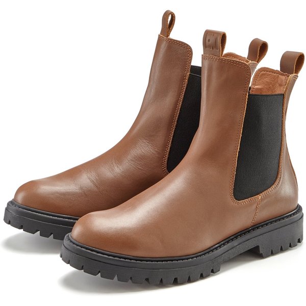 Elbsand Chelseaboots, Schlupfstiefel, Bikerboots, Herbststiefelette Stiefelette aus Leder mit Stretch-Einsätzen, Lederstiefelette