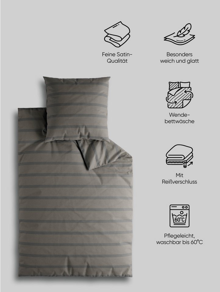 Elbsand Home Bettwäsche, 100% Baumwolle, Satin, 2 teilig – Bild 3 von 5