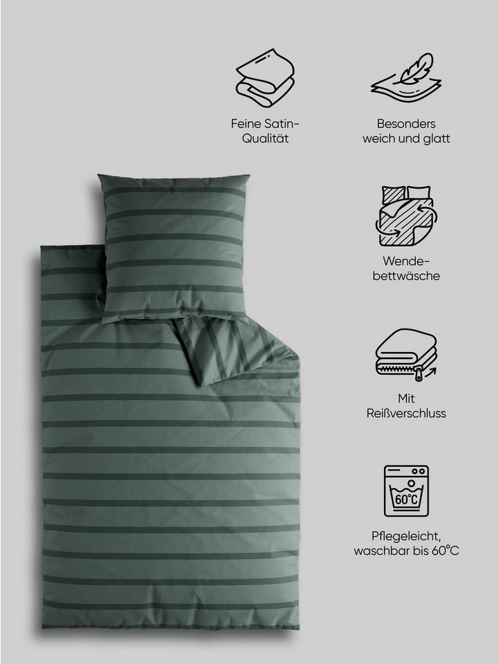 Elbsand Home Bettwäsche, 100% Baumwolle, Satin, 2 teilig – Bild 3 von 4