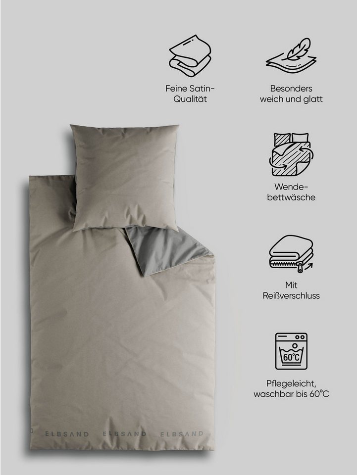 Elbsand Home Bettwäsche, 100% Baumwolle, Satin, 2 teilig – Bild 3 von 5