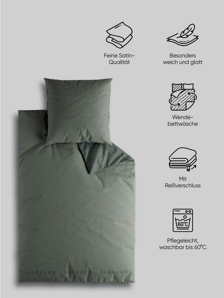Elbsand Home Bettwäsche, 100% Baumwolle, Satin, 2 teilig – Bild 3 von 4