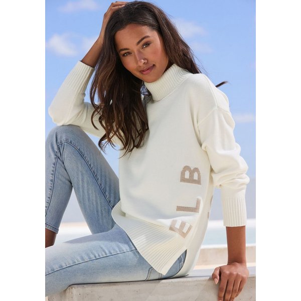 Elbsand Rollkragenpullover mit eingestricktem Logoschriftzug Kuscheliger Strickpullover, lockere Passform, super weich, casual