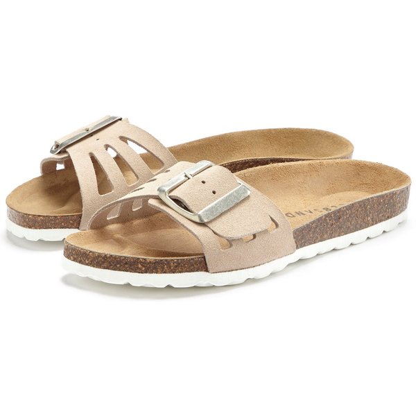 Elbsand Sandale, Mule, offener Schuh, Sommerschuhe, Lederpantolette Pantolette aus Leder mit weichem Korkfußbett