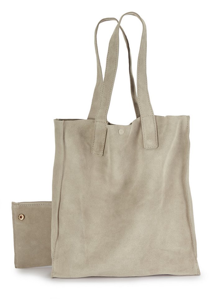 Elbsand Schultertasche Shopper, Ledertasche, Handtasche, Tragetasche, Damentasche, aus weichem Veloursleder – Bild 3 von 5