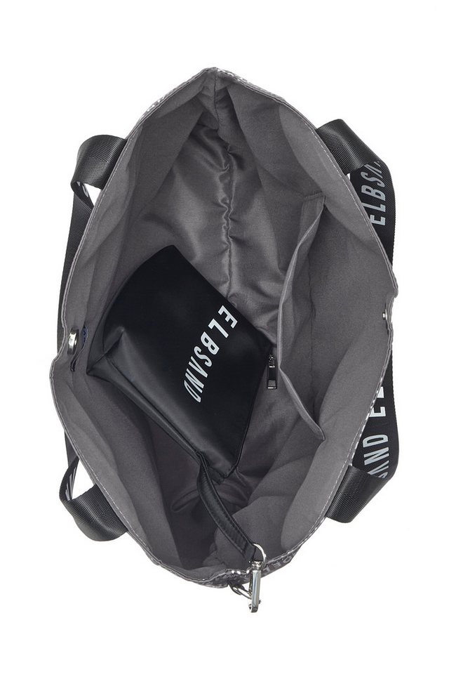 Elbsand Shopper Strandtasche, Badetasche, Saunatasche, Wellnesstasche, Einkaufstasche, Schultertasche aus weichem Material mit modischem Logo Print VEGAN – Bild 4 von 5