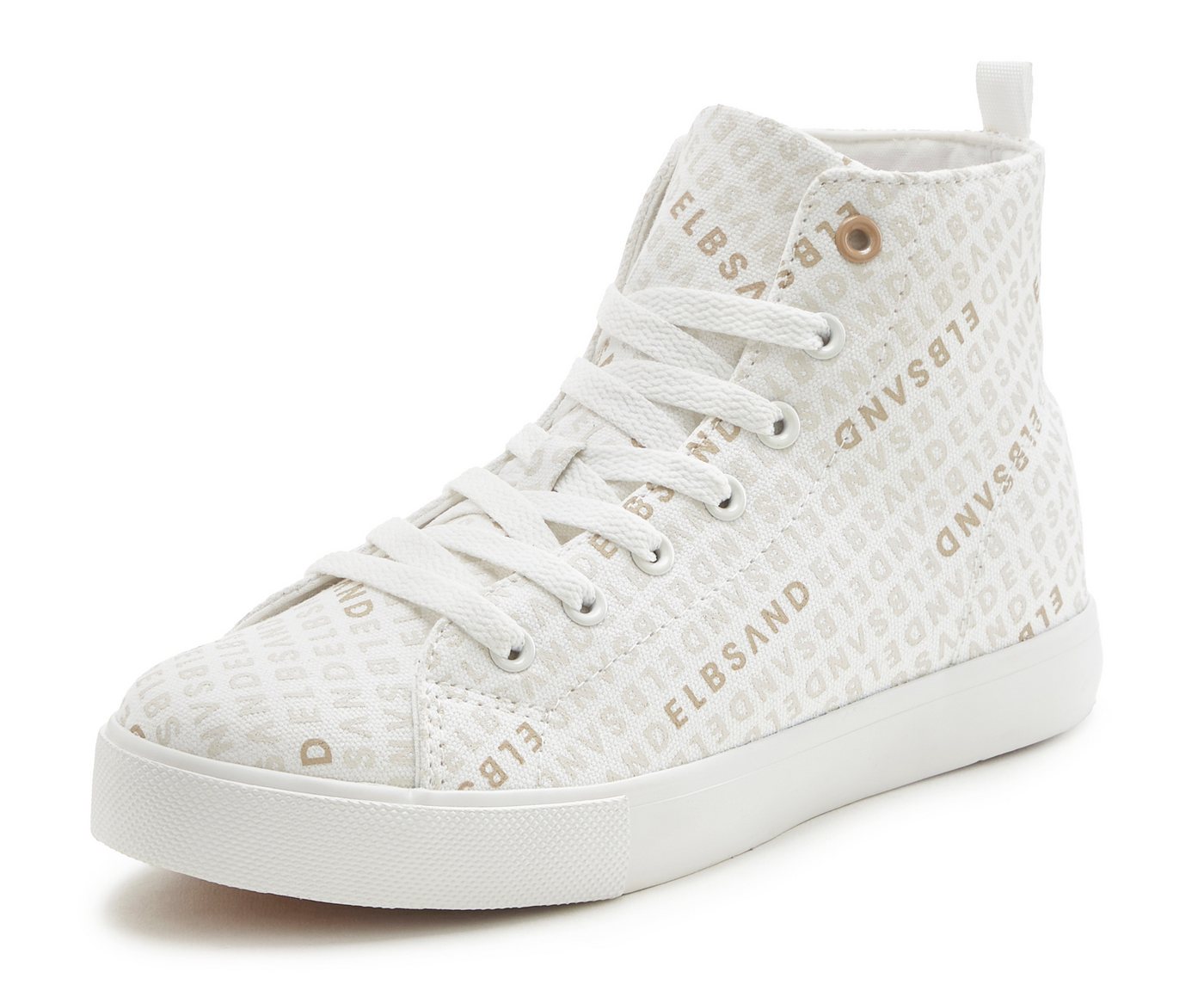 Elbsand Sneaker, Textilschuhe, Schnürschuh, Freizeitschuh, Stoffschuhe Stiefelette Turnschuh, Schnürhalbschuh mit modernem Logo-Druck VEGAN – Bild 3 von 5