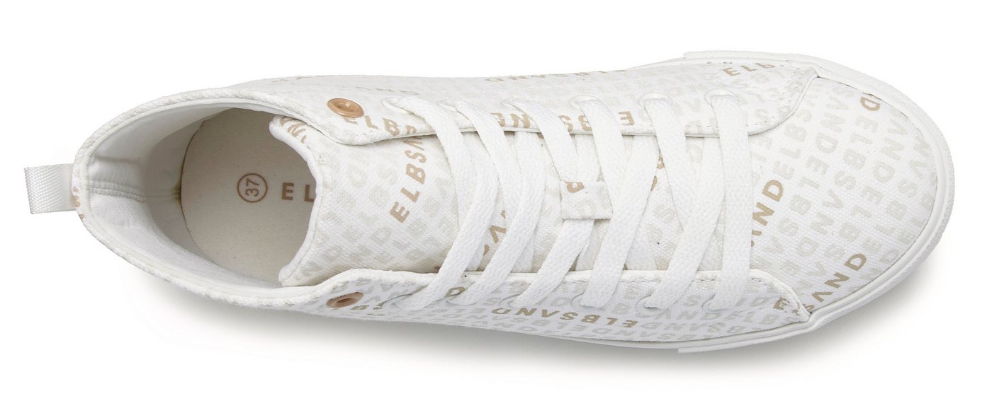 Elbsand Sneaker, Textilschuhe, Schnürschuh, Freizeitschuh, Stoffschuhe Stiefelette Turnschuh, Schnürhalbschuh mit modernem Logo-Druck VEGAN – Bild 4 von 5