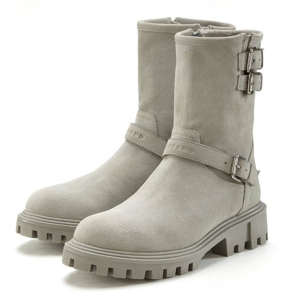 Elbsand Stiefel, Boots, Bikerboots, Lederstiefelette, Lederboots Stiefelette aus Leder mit trendigen Zierschnallen