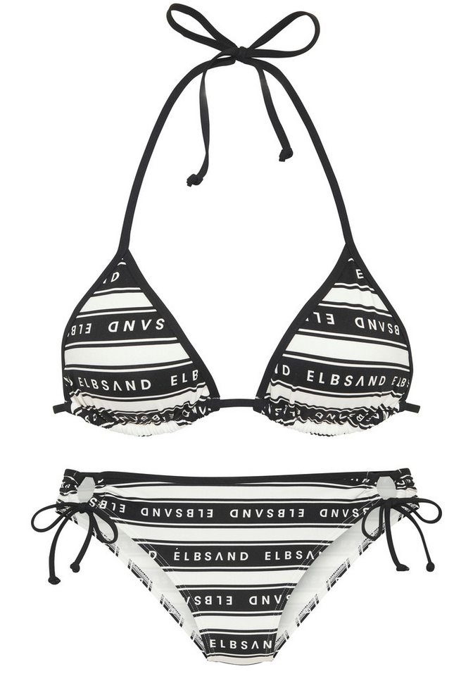 Elbsand Triangel-Bikini Zone (Set) mit kontrastfarbenen Streifen und Schriftzügen – Bild 2 von 5
