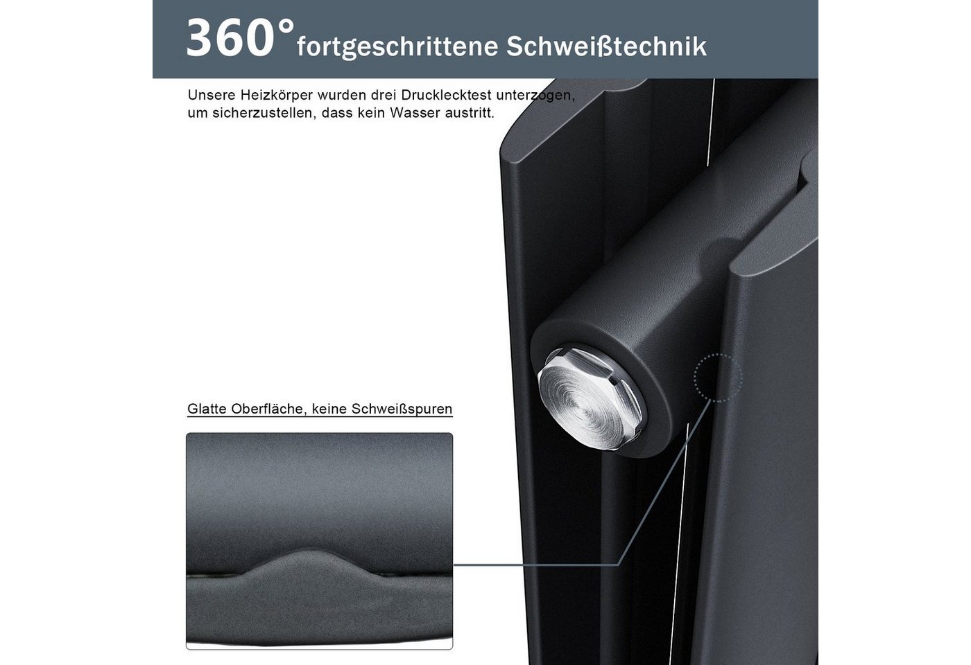 ELEGANT Heizkörper Design Flachheizkörper mit Multiblock,Einlagig/Doppellagig, 1600/1800x311mm, Vertikal Mittelanschluss – Bild 4 von 5