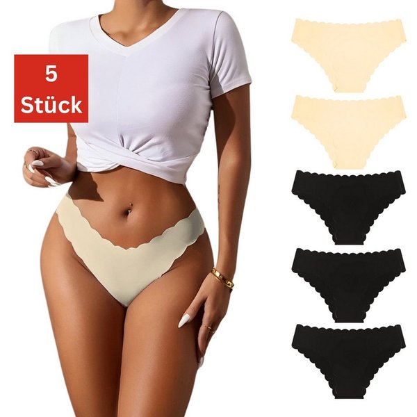 Elegant Love Slip Nahtlos Slips, Dessous, Sexy Unterwäsche, Brasilslip, Thongs, String (Set, 5-St., 5er-Pack) Höschen Lingerie für Damen, Unterhosen mit Muschel