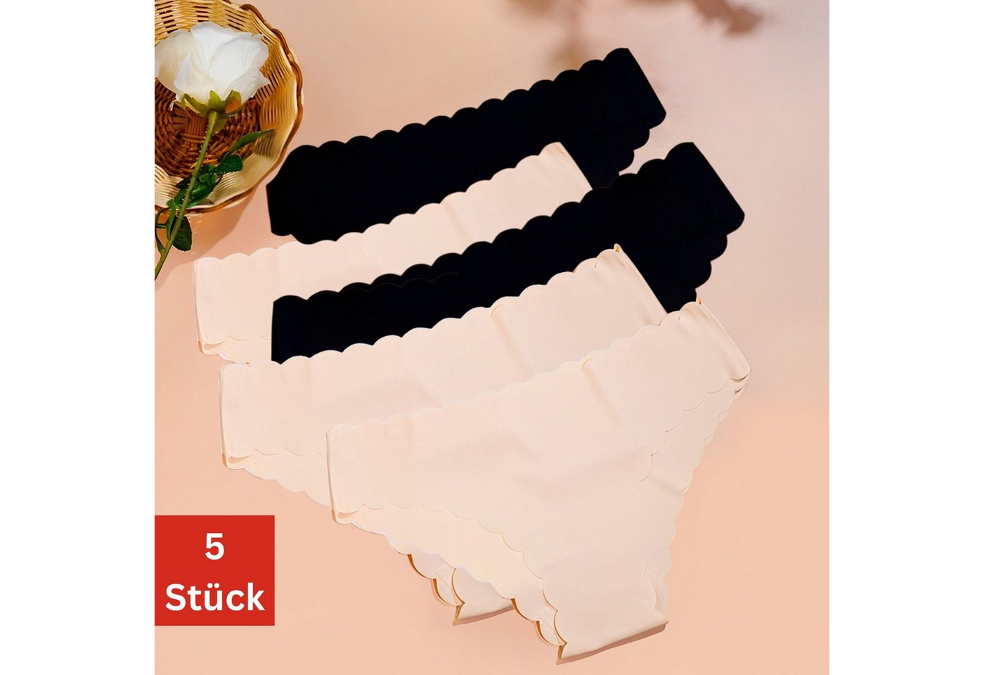Elegant Love Slip Nahtlos Slips, Dessous, Sexy Unterwäsche, Brasilslip, Thongs, String (Set, 5-St., 5er-Pack) Höschen Lingerie für Damen, Unterhosen mit Muschel – Bild 3 von 5