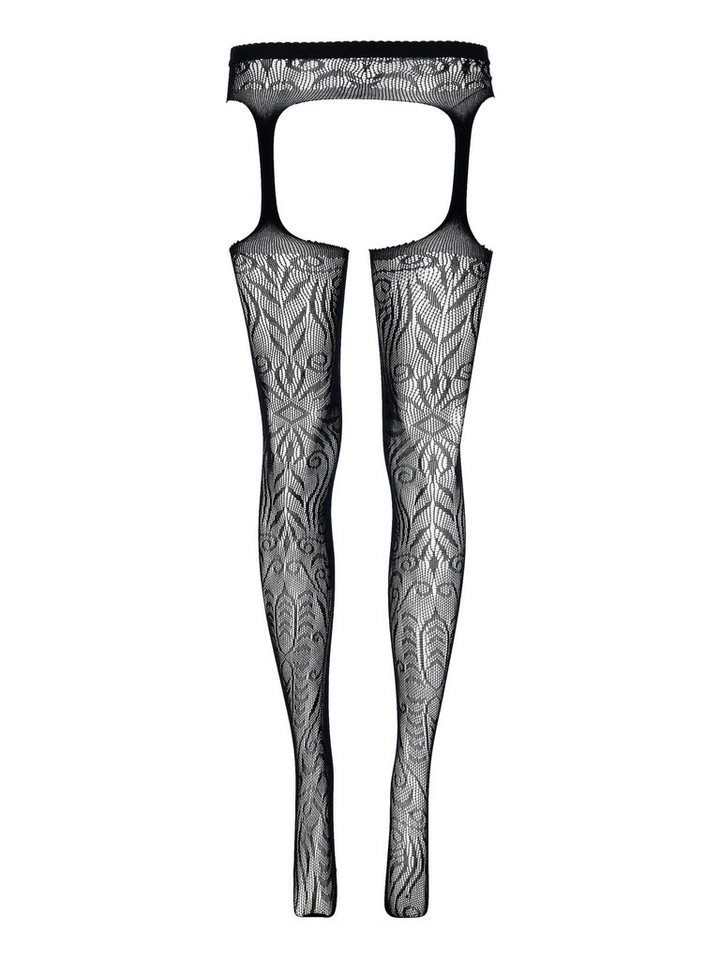 Elegant Love Strapsstrümpfe Halterlose Netzstrümpfe mit Spitze & Muster – Strapsgürtel-Look Ouvert-Dessous für Damen – Elegante Lingerie mit offenem Detail – Bild 2 von 2