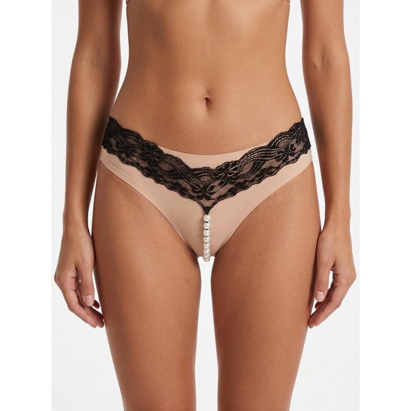 Elegant Love String-Ouvert Tanga Spitze Ouvert-String, Panty für Damen, Höschen mit Perlen sexy Reizwäsche, Lingerie, Dessous & Unterwäsche