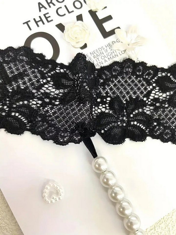 Elegant Love String-Ouvert Tanga Spitze Ouvert-String, Panty für Damen, Höschen mit Perlen sexy Reizwäsche, Lingerie, Dessous & Unterwäsche – Bild 4 von 4