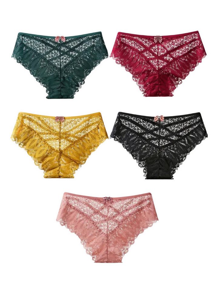 Elegant Love Taillenslip Dessous, Slips, sexy Unterwäsche in Spitzenoptik, Panties (Set, 5-St., 5er-Pack) Tanga High Waist, Höschen Lingerie für Damen, Unterhos – Bild 2 von 5