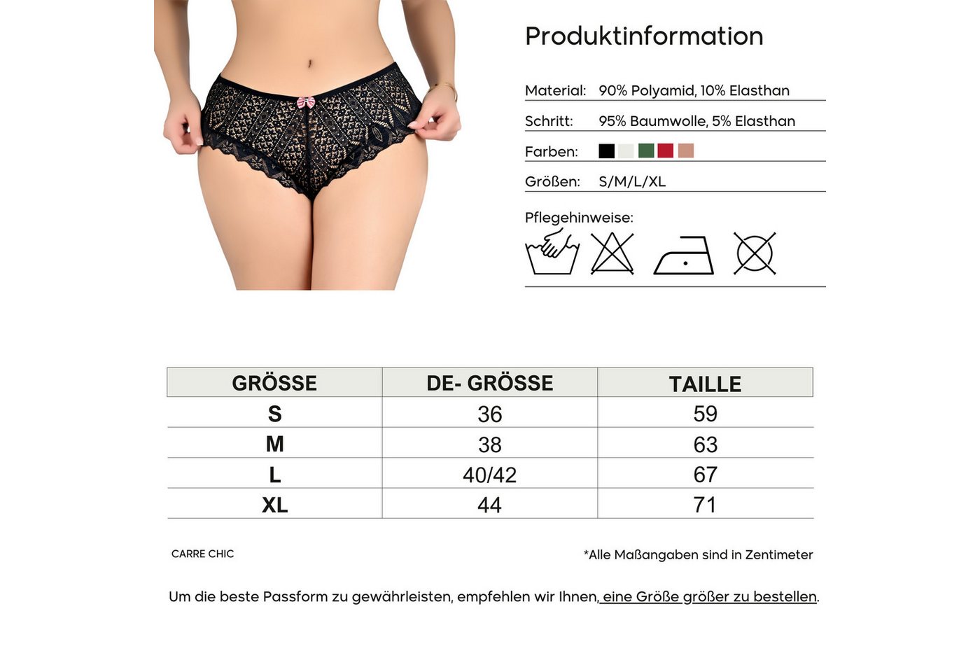 Elegant Love Taillenslip Dessous, Slips, sexy Unterwäsche in Spitzenoptik, Panties (Set, 5-St., 5er-Pack) Tanga High Waist, Höschen Lingerie für Damen, Unterhos – Bild 5 von 5