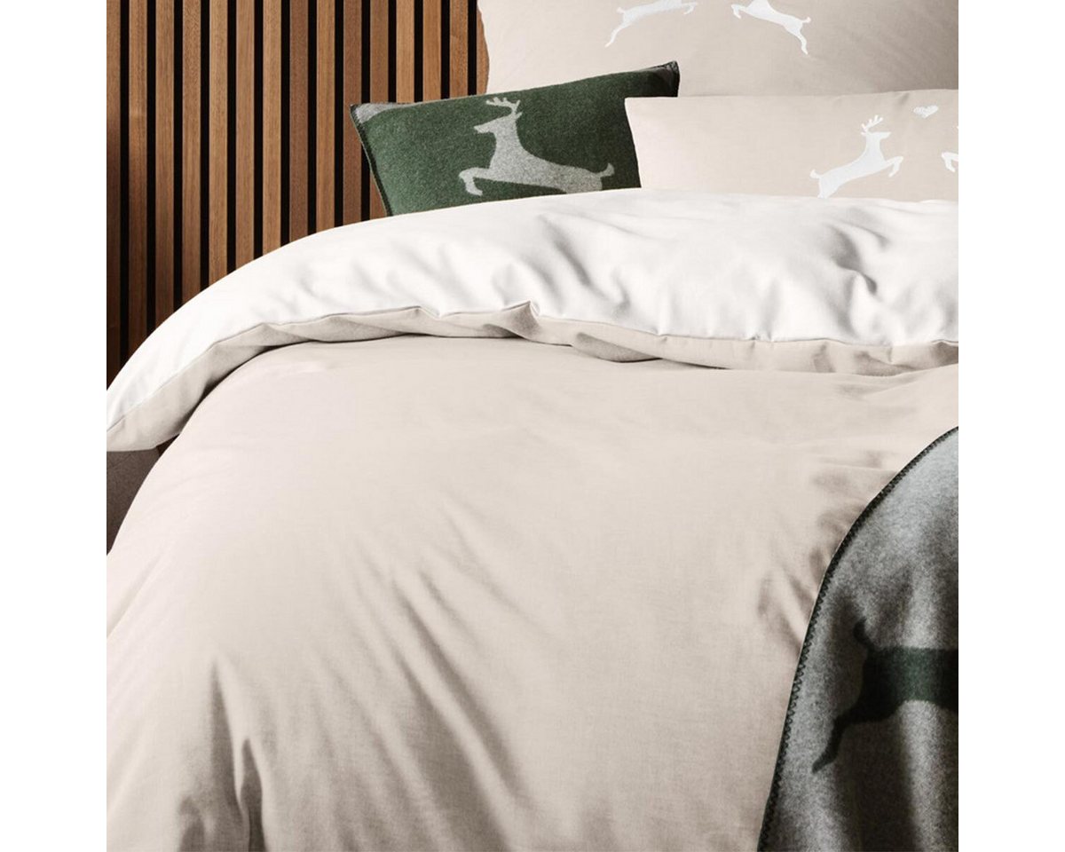 Elegante Bettwäsche Alpenchic Hirsche, Flanell, 2 teilig – Bild 3 von 5