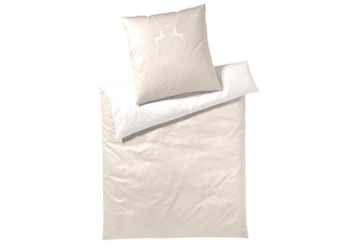 Elegante Bettwäsche Alpenchic Hirsche, Flanell, 2 teilig – Bild 4 von 5