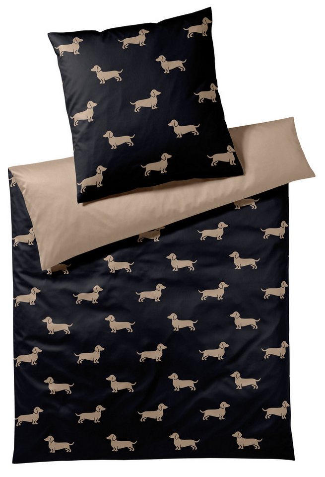 Elegante Bettwäsche Dogs, Mako-Satin, 2 teilig, angenehmes Hautgefühl – Bild 2 von 2