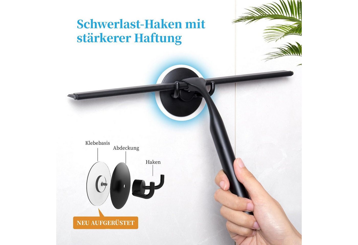 Elegear Duschabzieher aus Edelstahl, 25/30cm Wasserabzieher, Duschwischer ohne Bohren, (Fensterabzieher, 1-St., mit Rutschfester Griff), Silikon-Ersatzlippe, Fe – Bild 2 von 5