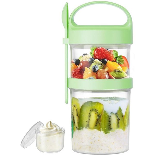 Elegear Müslibox Müslibecher to Go, Joghurtbecher, Doppelschicht Müslibecher mit Löffel, Polypropylen, (1-tlg., 1 × Löffel, 1 × Müslibecher(560+360ml), Lunchtop