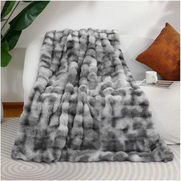 Wohndecke Kunstfelldecke Weiche Kuscheldecke Felloptik 150x200cm Kunstfell Decke, Elegear, Kuscheldecke Fell Bubble Decke Kaninchenfell Decke für Couch Bett Sof