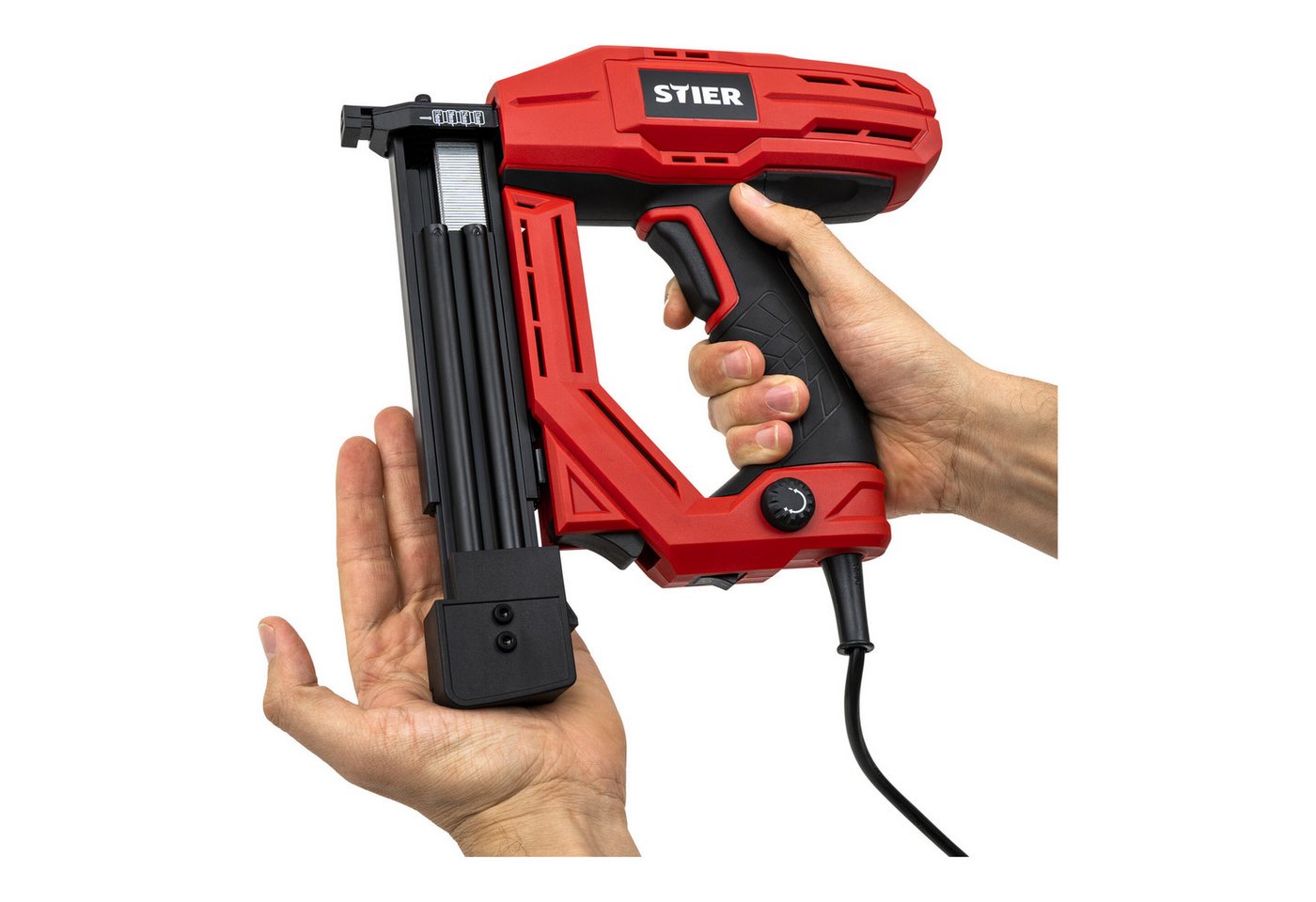 Stier Elektro-Tacker STIER Elektro-Kombi-Tacker TK-18 230 V mit 400 Nägeln und Klammern Nag – Bild 5 von 5