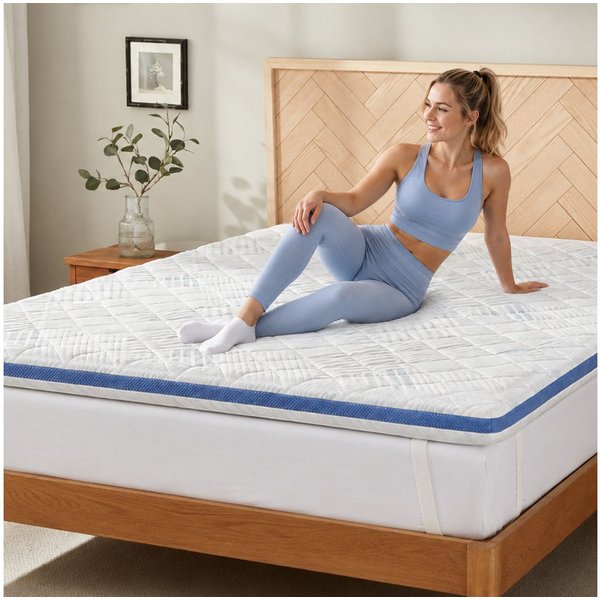 Elemuse, Topper 28D Gel Memory Schaum H3 Matratzentopper mit Reißverschluss, 7.5 cm hoch, 7/7,5/10 cm Höhen, ergonomisches 7-Zonen-Design, waschbarer Bezug