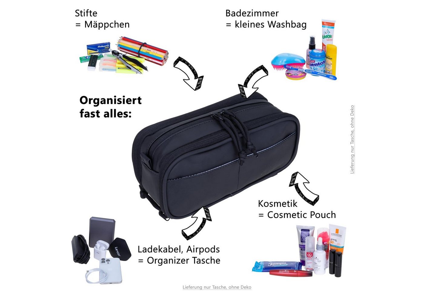 ELEPHANT Federmäppchen Hydro Mäppchen Organizer wasserabweisend, Federtasche Schule Büro Office Stifte Tasche klein – Bild 5 von 5