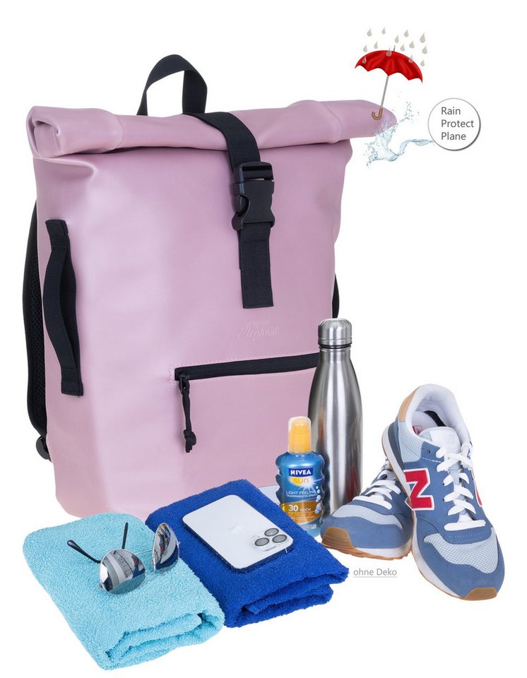 ELEPHANT Freizeitrucksack Time Bag aus Plane, Rucksack Laptoprucksack Daypack wasserabweisend + Trinkflasche – Bild 2 von 5