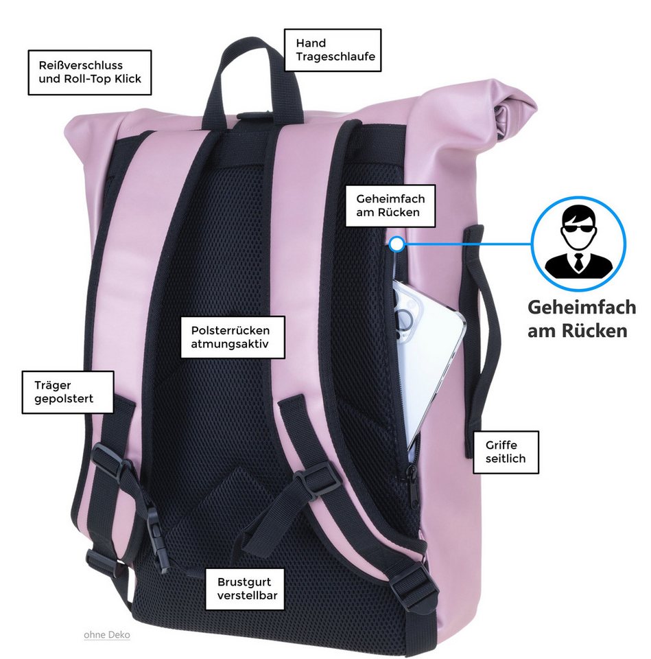 ELEPHANT Freizeitrucksack Time Bag aus Plane, Rucksack Laptoprucksack Daypack wasserabweisend + Trinkflasche – Bild 3 von 5